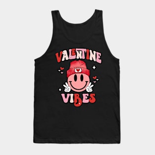 Groovy Checkered Valentine Vibes Valentines Day Girls Womens Tank Top